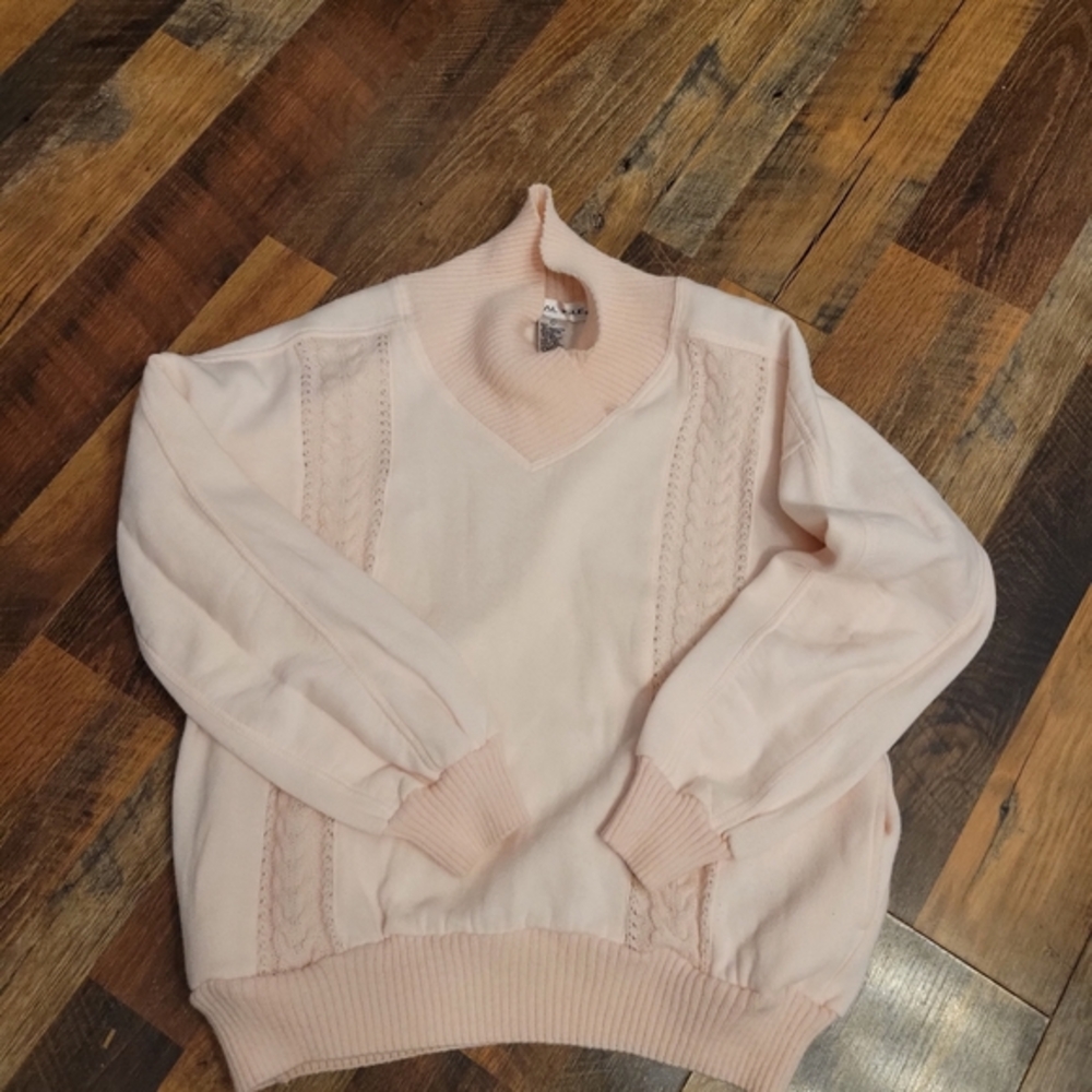 Vintage baby pink collared pocket‎ sweater large